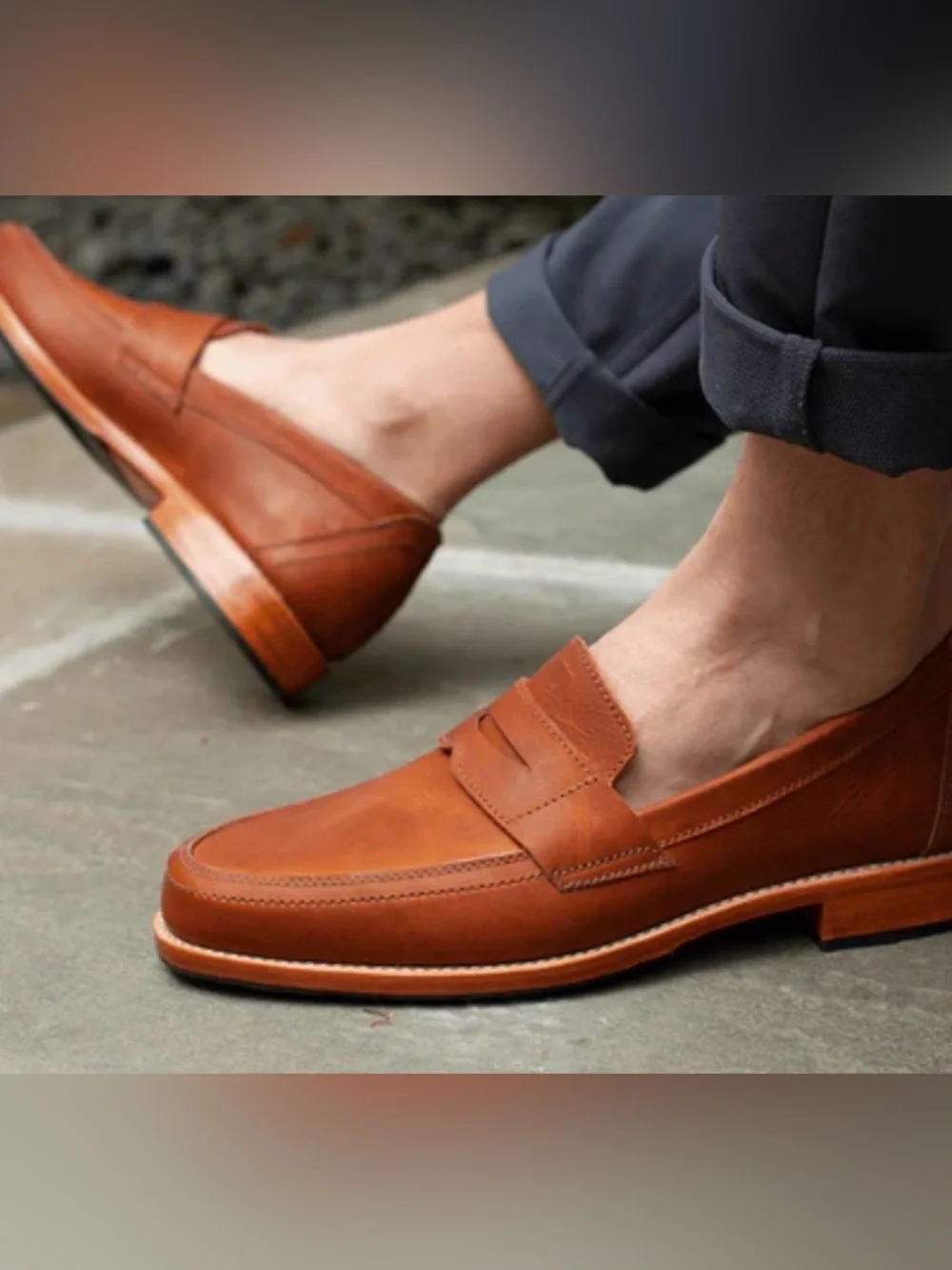 Adelante The Luca Penny Loafer in Denim Blue Leather